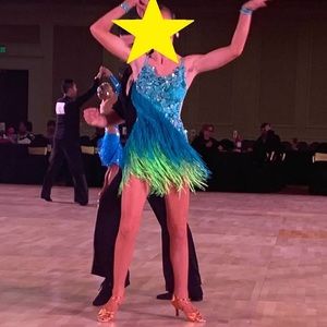 Green Turquoise Rhythm Competition Dress